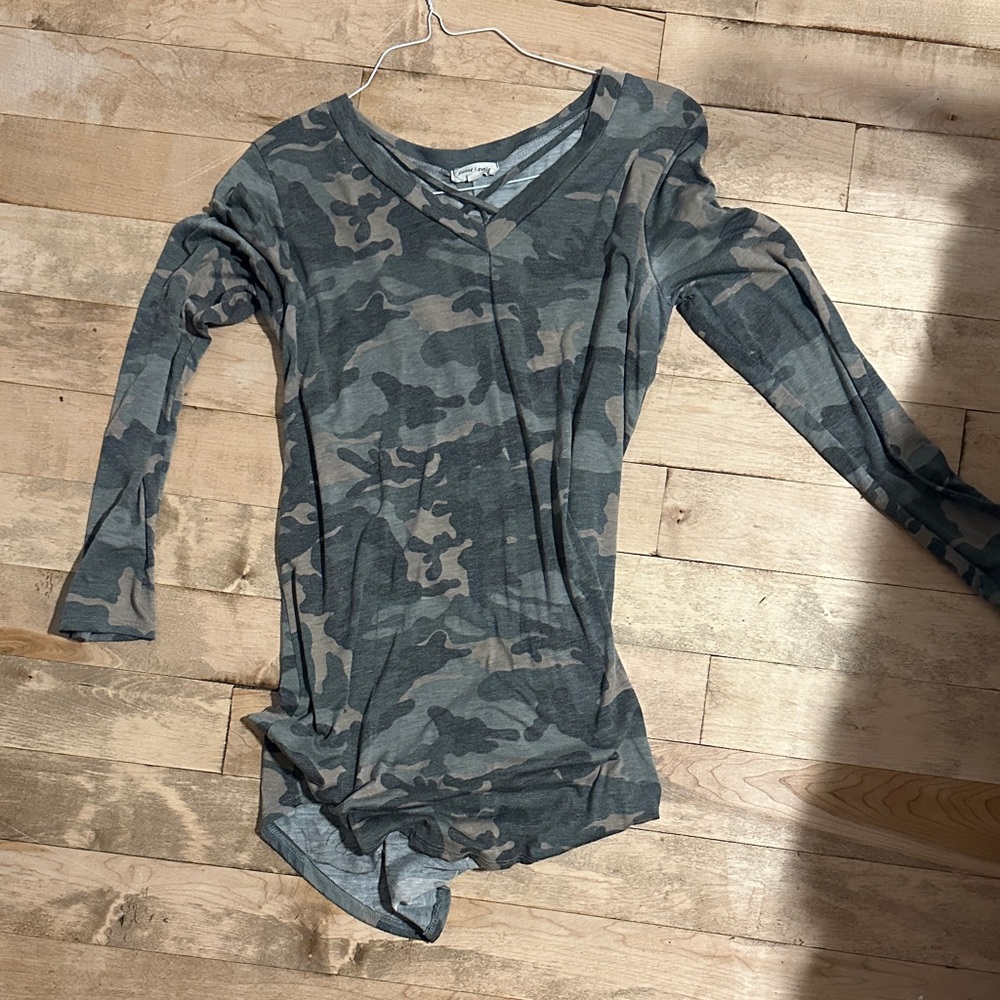 Sweet Love Camouflage V-Neck Top